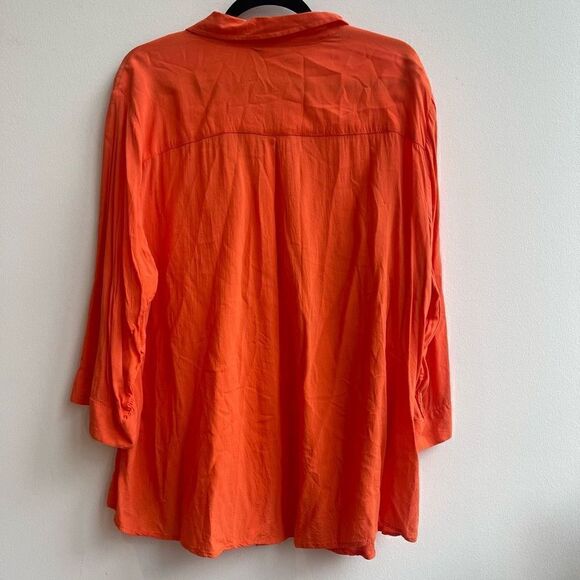 Torrid Womens Shirt Front Pockets Button Down Long Sleeve Orange Size 3 - Picture 4 of 6